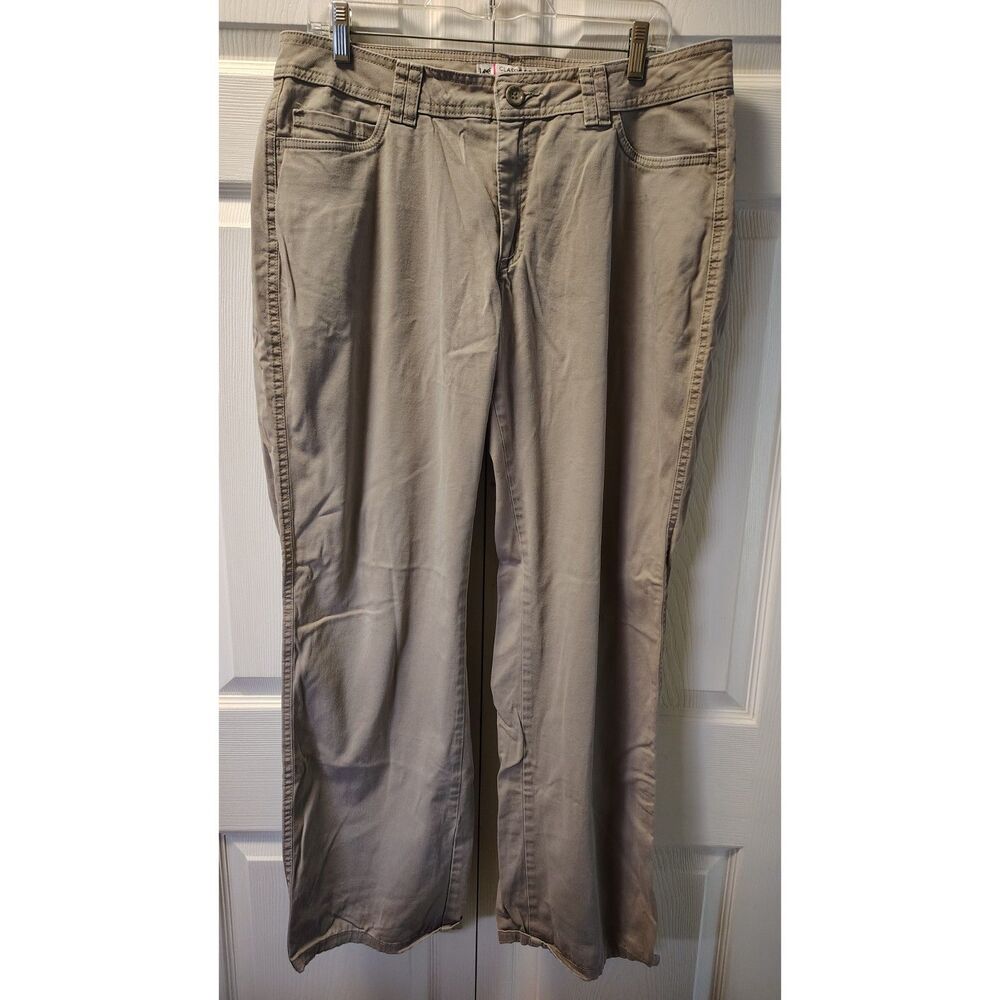 Lee Classic Fit Straight Leg Pants Khaki Tan Women's 12 Medium Stretch Chino